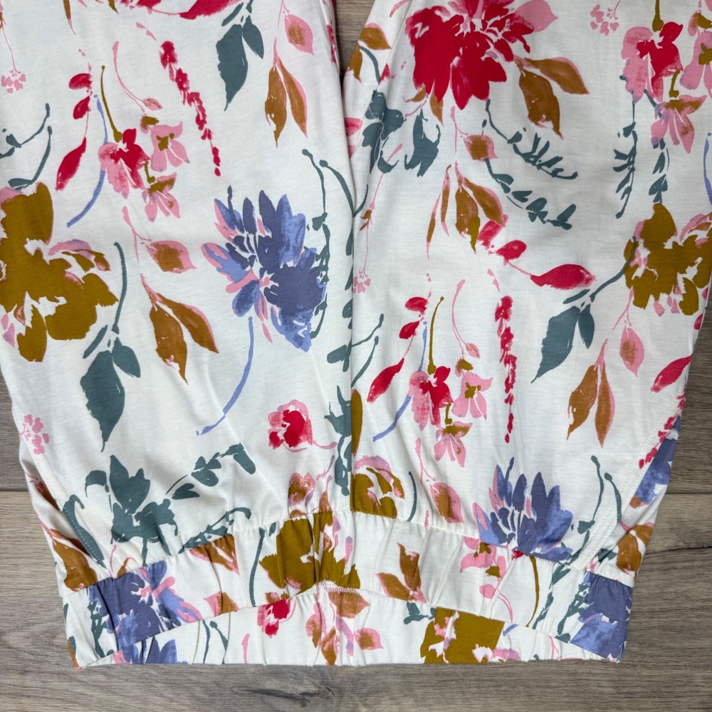Pact Staycation Organic Cotton Floral Pajama Set Blue White Red Medium - Picture 9 of 14